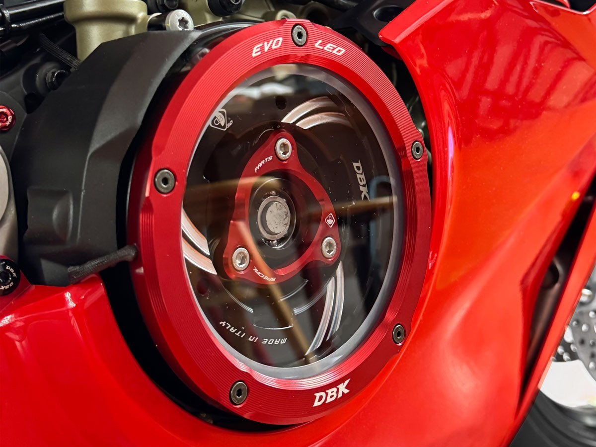 DBK / DUCABIKE CCV4L01 Ducati Evo LED Clear Cutch Cover – Accessories in the Motodeal Motorcycle Aftermarket Accessories and Parts Online Shop