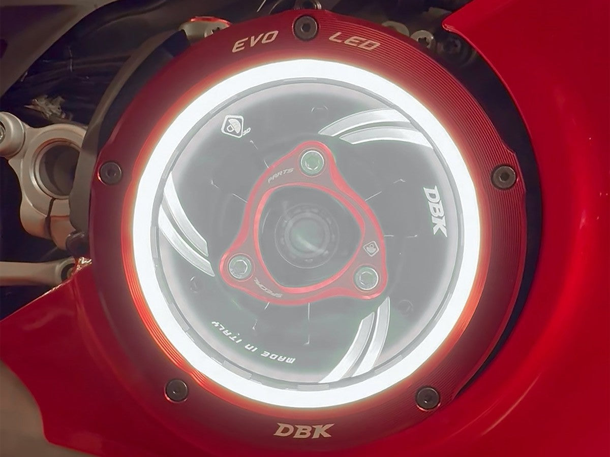 DBK / DUCABIKE CCV4L01 Ducati Evo LED Clear Cutch Cover – Accessories in the Motodeal Motorcycle Aftermarket Accessories and Parts Online Shop