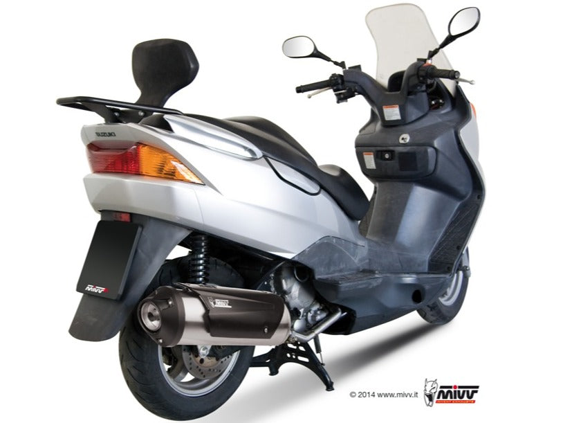MIVV C.SU.0008 SUZUKI BURGMAN 125 / 150 ( 2002 / 06 ) Full System(Kat) Exhaust "Urban" (stainless steel; approved) – Accessories in the 2WheelsHero Motorcycle Aftermarket Accessories and Parts Online Shop