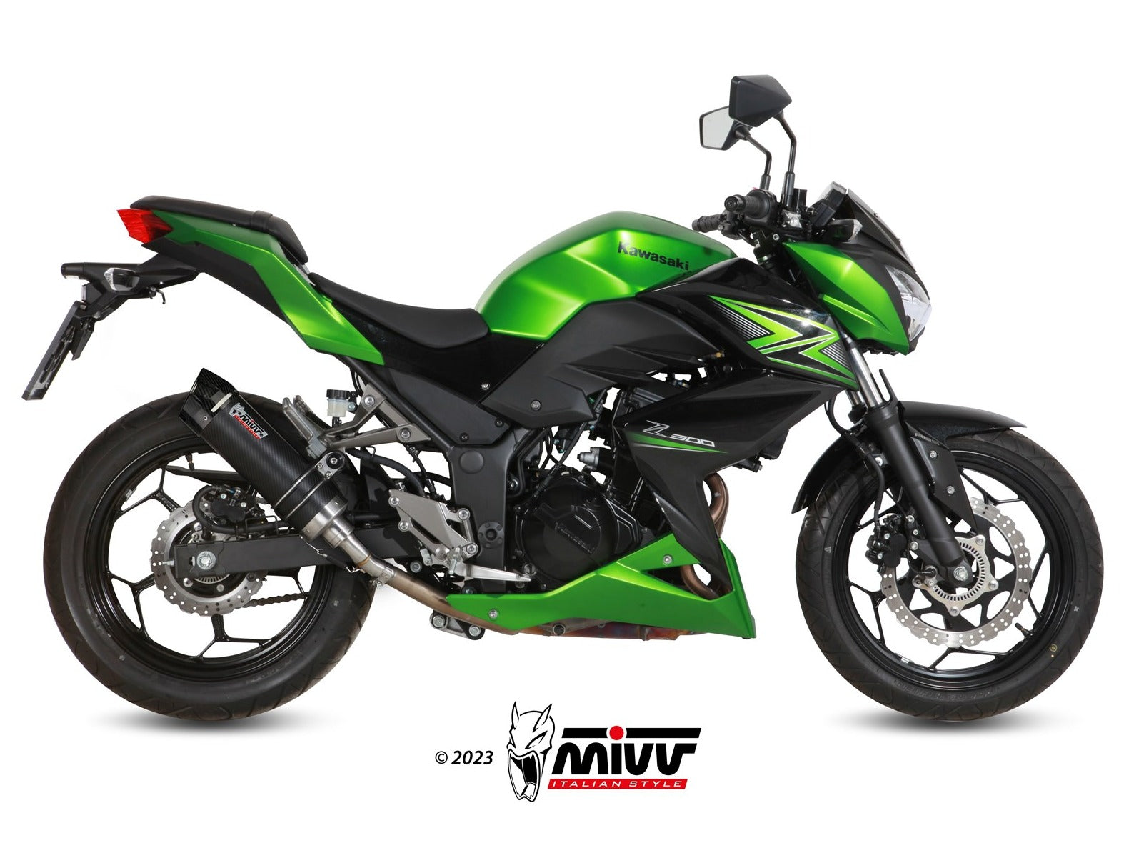 MIVV K.038 KAWASAKI NINJA 300 / Z 300 ( 2013 / 16 ) Slip On Exhaust "GP" (carbon + cap; approved) – Accessories in the 2WheelsHero Motorcycle Aftermarket Accessories and Parts Online Shop