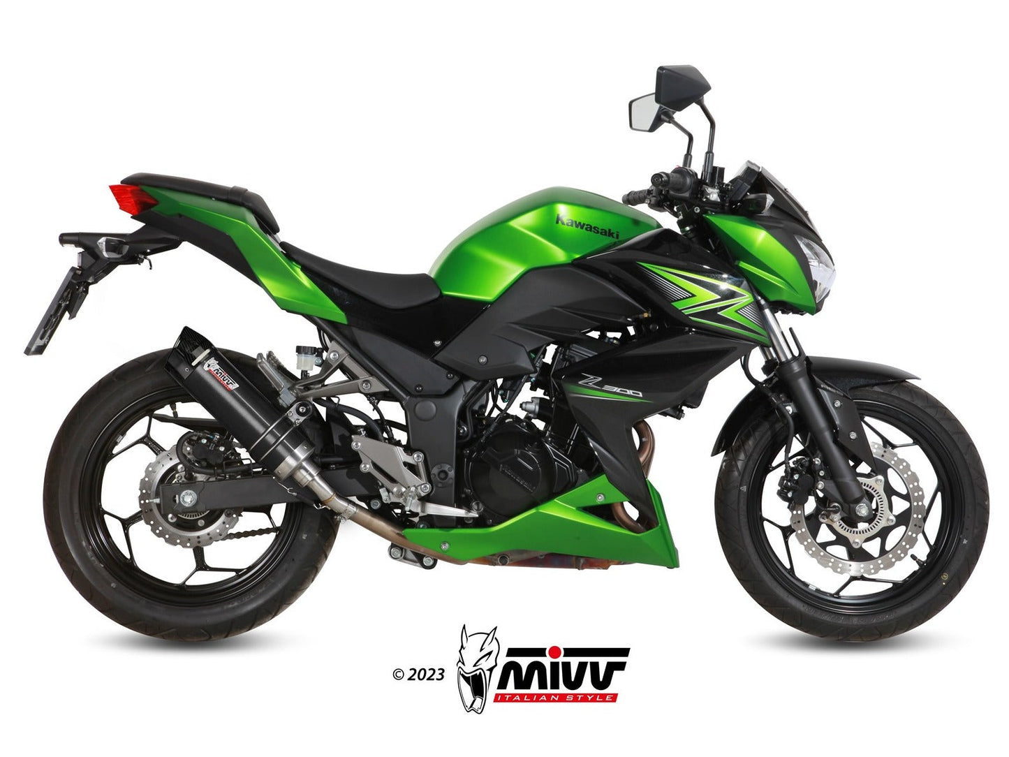 MIVV K.038 KAWASAKI NINJA 300 / Z 300 ( 2013 / 16 ) Slip On Exhaust "GP" (black + carbon cap; approved) – Accessories in the 2WheelsHero Motorcycle Aftermarket Accessories and Parts Online Shop