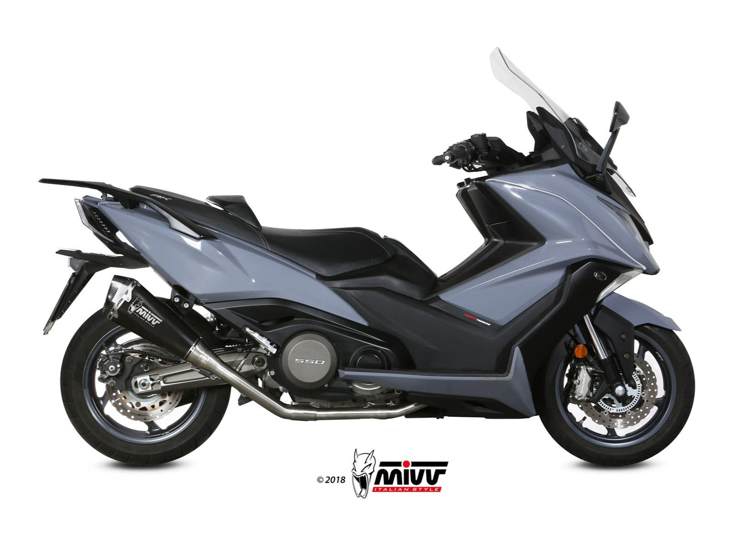 MIVV O.009 KYMCO AK 550 ( 2017 / 20 ) Full System Exhaust "Delta Race" (black; not approved) – Accessories in the 2WheelsHero Motorcycle Aftermarket Accessories and Parts Online Shop