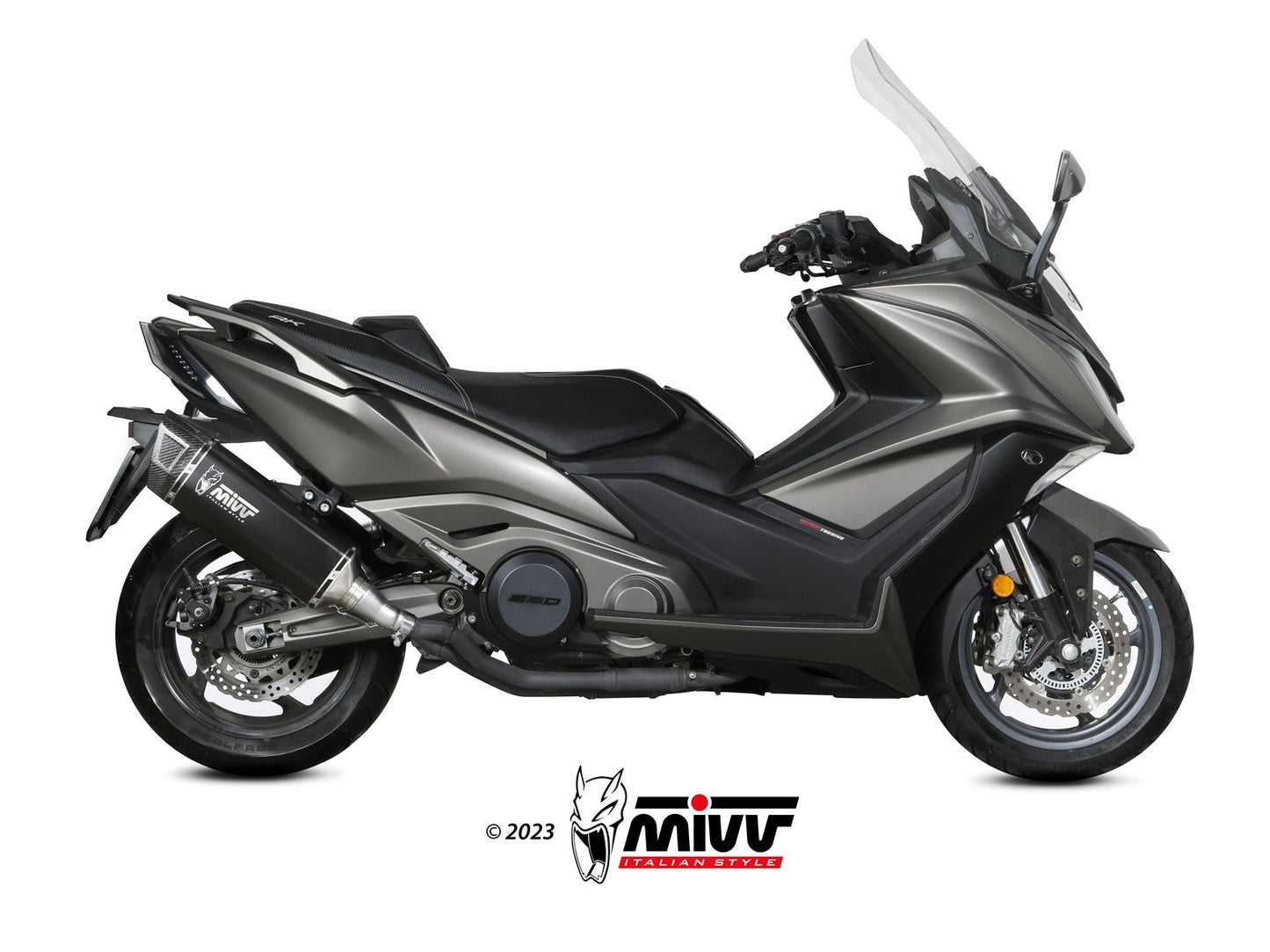 MIVV O.011 KYMCO AK 550 ( 2021+ ) Slip-on Exhaust "SR-1" (black; approved) – Accessories in the 2WheelsHero Motorcycle Aftermarket Accessories and Parts Online Shop