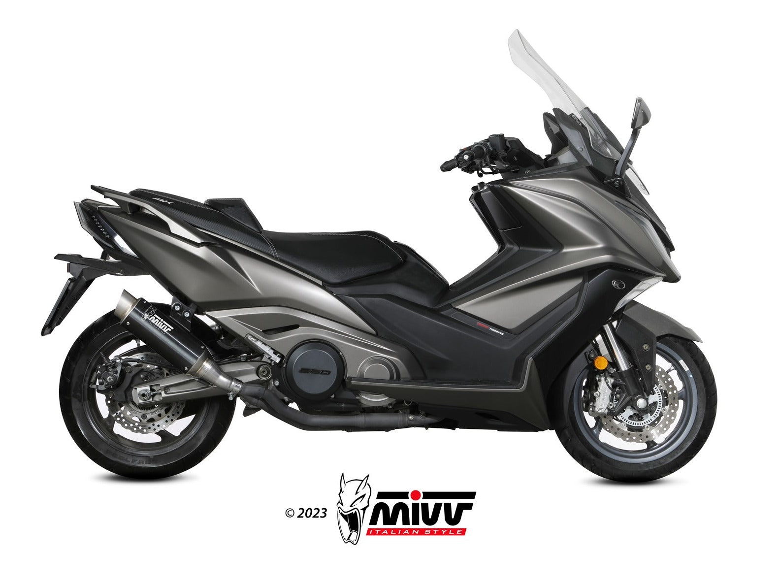 MIVV O.011 KYMCO AK 550 ( 2021+ ) Slip-on Exhaust "GP Pro" (black; not approved) – Accessories in the 2WheelsHero Motorcycle Aftermarket Accessories and Parts Online Shop