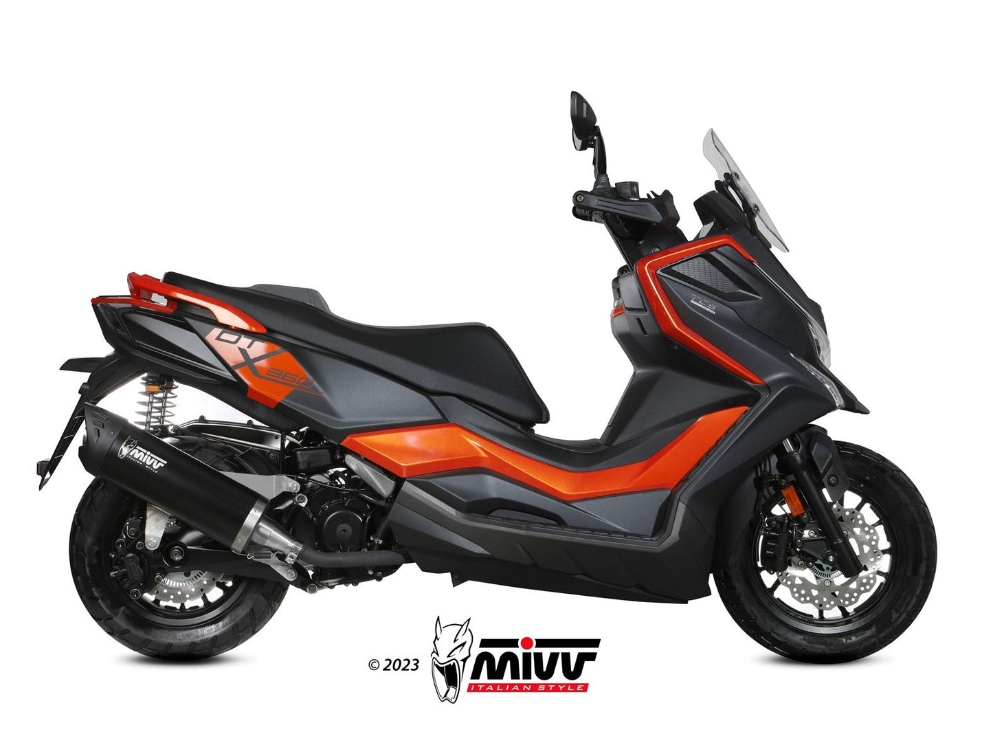 MIVV MV.KY.0005 KYMCO DTX 360 350 ( 2023 + ) Slip-on Exhaust "Mover" (black stainless steel; approved) – Accessories in the 2WheelsHero Motorcycle Aftermarket Accessories and Parts Online Shop