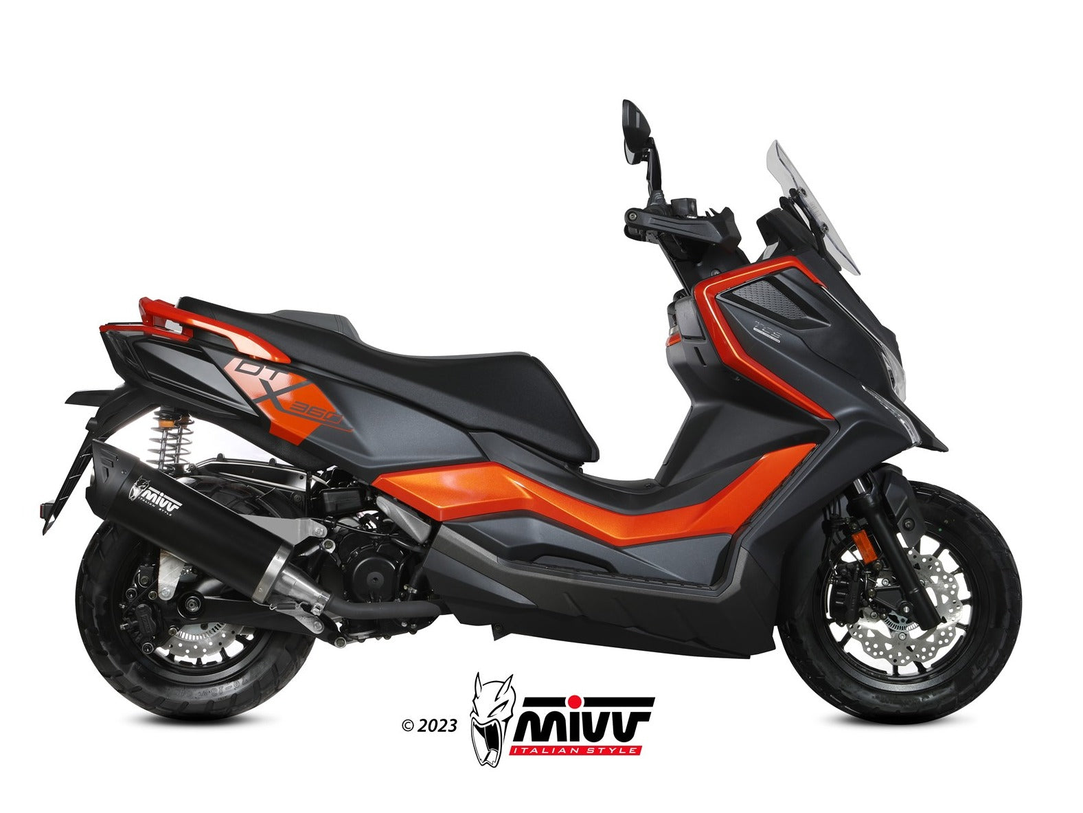 MIVV MV.KY.0005 KYMCO DTX 360 350 ( 2023 + ) Slip-on Exhaust "Mover" (black stainless steel; approved) – Accessories in the 2WheelsHero Motorcycle Aftermarket Accessories and Parts Online Shop
