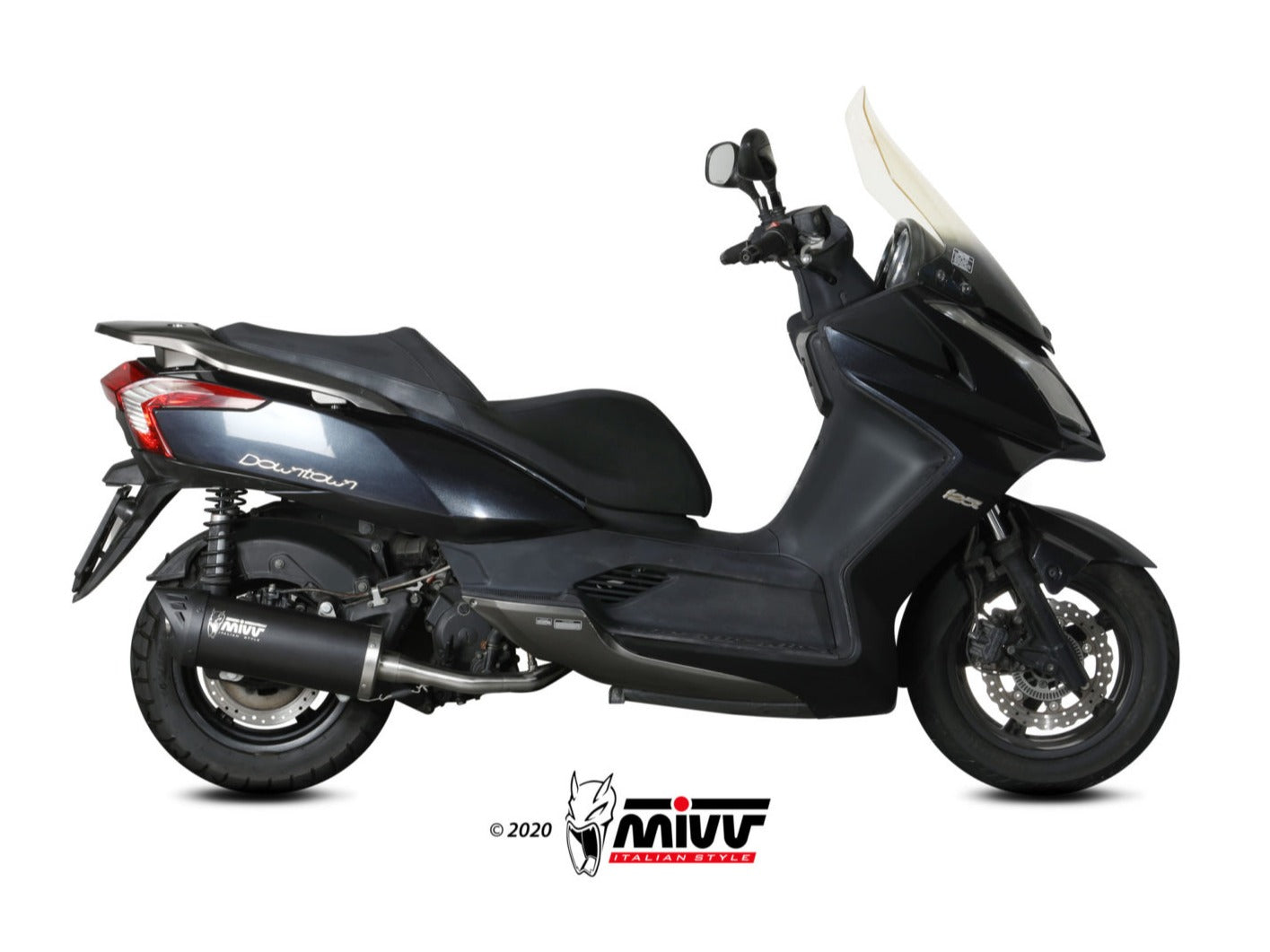MIVV MV.KY.0002 KYMCO DOWNTOWN 125 ( 2009 / 16 ) Full System Exhaust "Mover" (black stainless steel; approved) – Accessories in the 2WheelsHero Motorcycle Aftermarket Accessories and Parts Online Shop