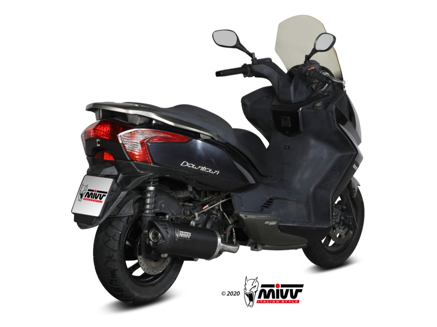 MIVV MV.KY.0002 KYMCO DOWNTOWN 125 ( 2009 / 16 ) Full System Exhaust "Mover" (black stainless steel; approved) – Accessories in the 2WheelsHero Motorcycle Aftermarket Accessories and Parts Online Shop