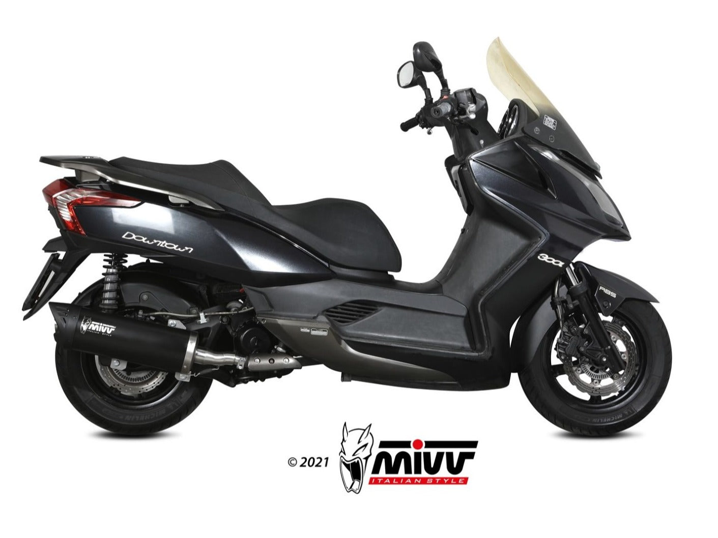 MIVV MV.KY.0003 KYMCO DOWNTOWN 300 ( 2009 / 17 ) Full System Exhaust "Mover" (black stainless steel; approved) – Accessories in the 2WheelsHero Motorcycle Aftermarket Accessories and Parts Online Shop