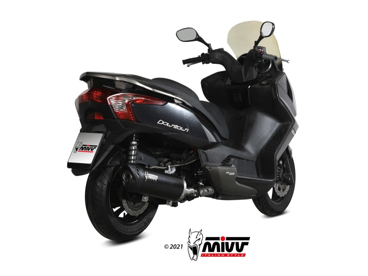 MIVV MV.KY.0003 KYMCO DOWNTOWN 300 ( 2009 / 17 ) Full System Exhaust "Mover" (black stainless steel; approved) – Accessories in the 2WheelsHero Motorcycle Aftermarket Accessories and Parts Online Shop