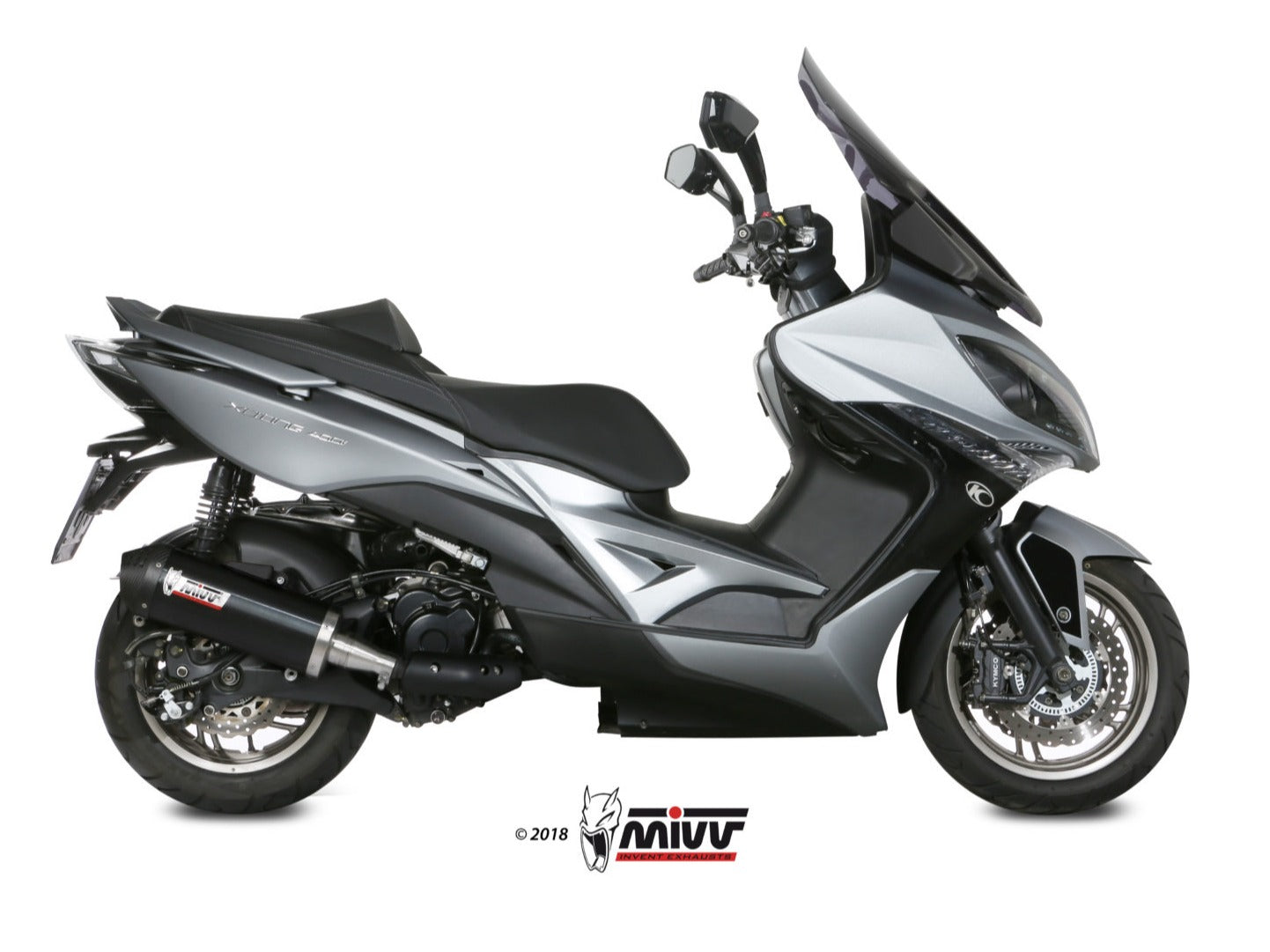 MIVV O.010 KYMCO XCITING 400i ( 2013 / 18 ) Slip-on Exhaust "Oval" (black + carbon cap; approved) – Accessories in the 2WheelsHero Motorcycle Aftermarket Accessories and Parts Online Shop