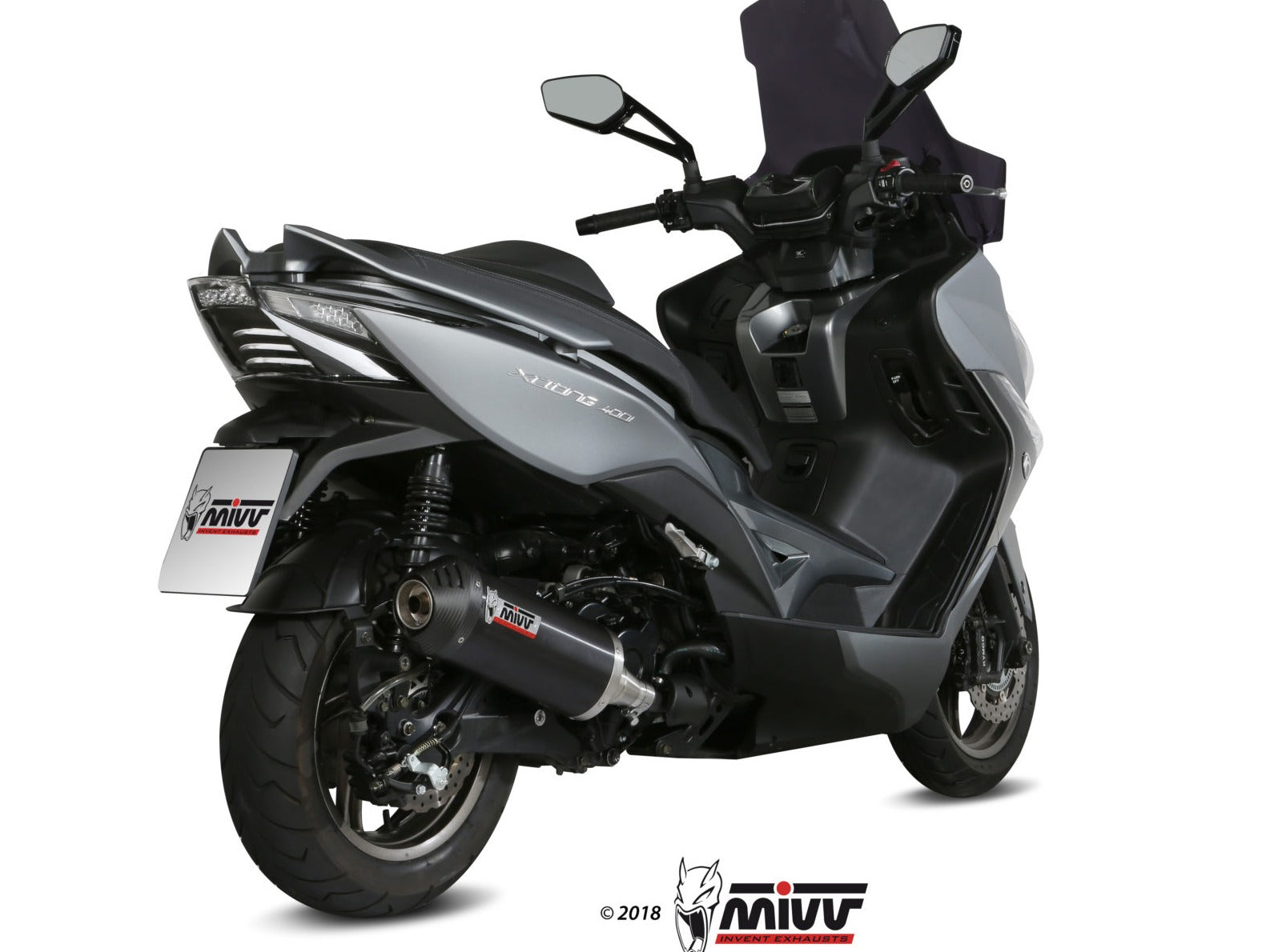 MIVV O.010 KYMCO XCITING 400i ( 2013 / 18 ) Slip-on Exhaust "Oval" (black + carbon cap; approved) – Accessories in the 2WheelsHero Motorcycle Aftermarket Accessories and Parts Online Shop