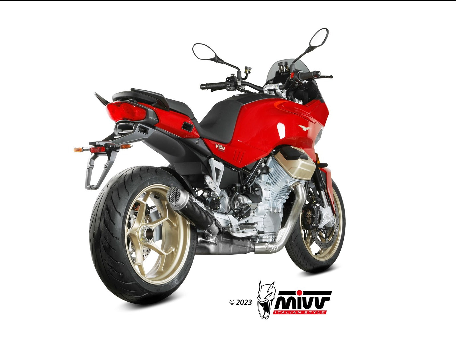 MIVV M.015 MOTO GUZZI V100 MANDELLO ( 2022+ ) Slip-on Exhaust "GP Pro" (carbon; approved) – Accessories in the 2WheelsHero Motorcycle Aftermarket Accessories and Parts Online Shop