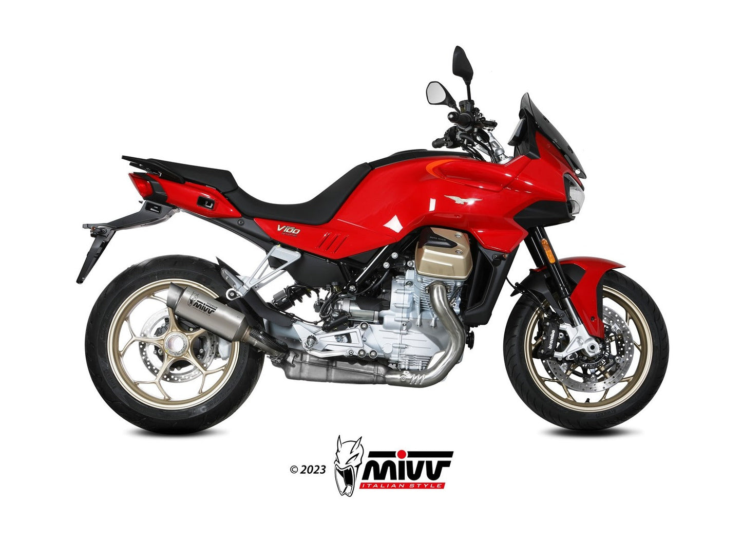 MIVV M.015 MOTO GUZZI V100 MANDELLO ( 2022+ ) Slip-on Exhaust "GP Pro" (titanium; approved) – Accessories in the 2WheelsHero Motorcycle Aftermarket Accessories and Parts Online Shop