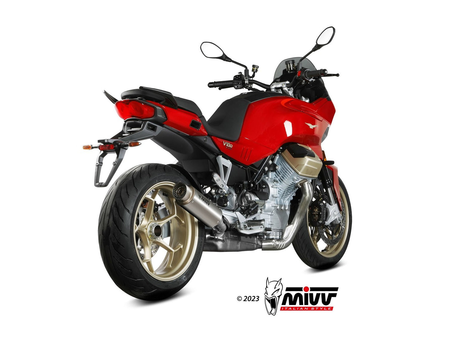 MIVV M.015 MOTO GUZZI V100 MANDELLO ( 2022+ ) Slip-on Exhaust "GP Pro" (titanium; approved) – Accessories in the 2WheelsHero Motorcycle Aftermarket Accessories and Parts Online Shop