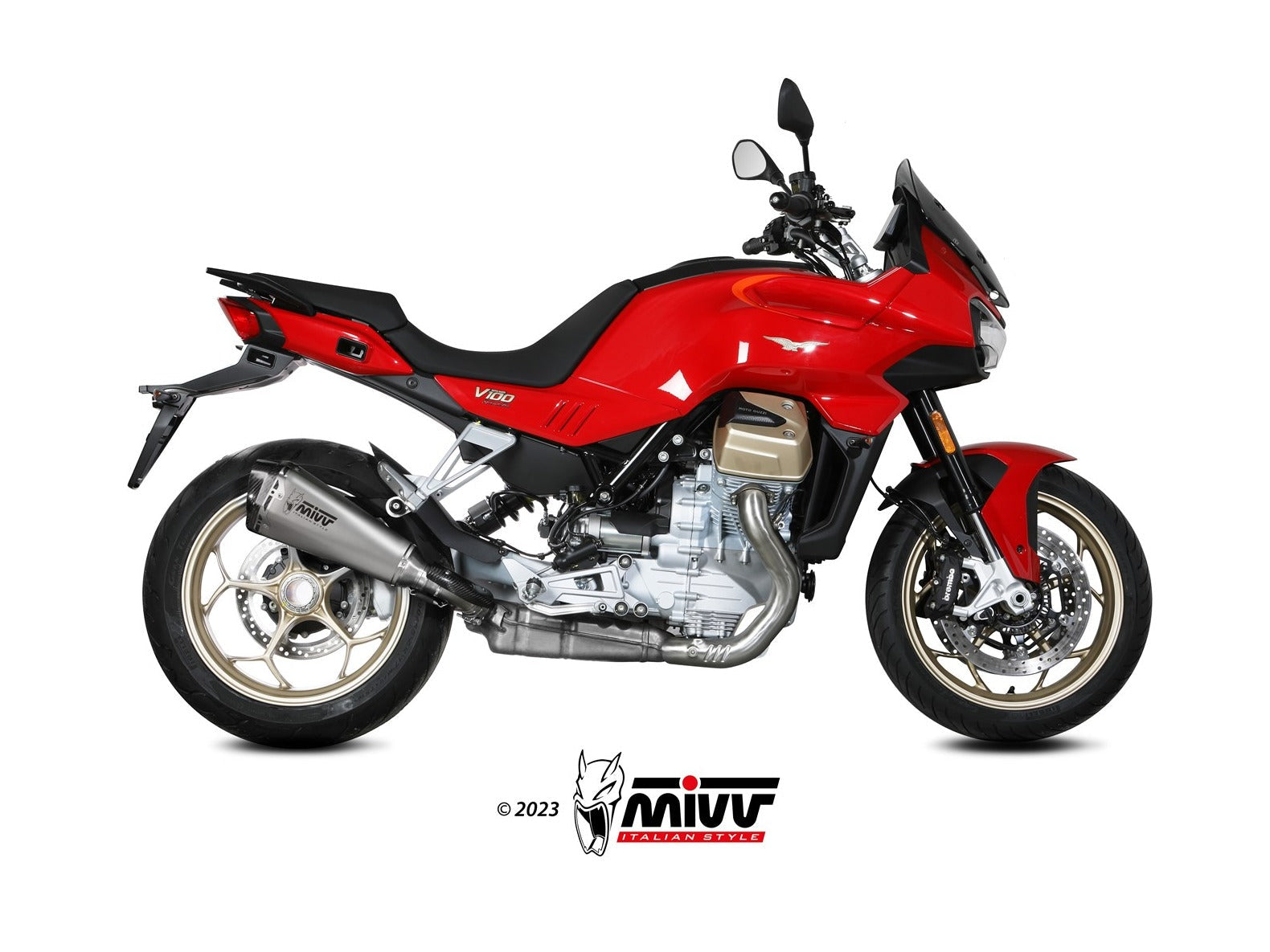 MIVV M.015 MOTO GUZZI V100 MANDELLO ( 2022+ ) Slip-on Exhaust "Delta Race" (stainless steel; approved) – Accessories in the 2WheelsHero Motorcycle Aftermarket Accessories and Parts Online Shop