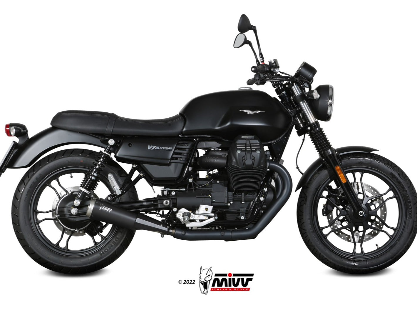 MIVV M.012 MOTO GUZZI V7 III ( 2017 / 20 ) Dual Slip-on Exhaust "Ghibli" (black; approved) – Accessories in the 2WheelsHero Motorcycle Aftermarket Accessories and Parts Online Shop