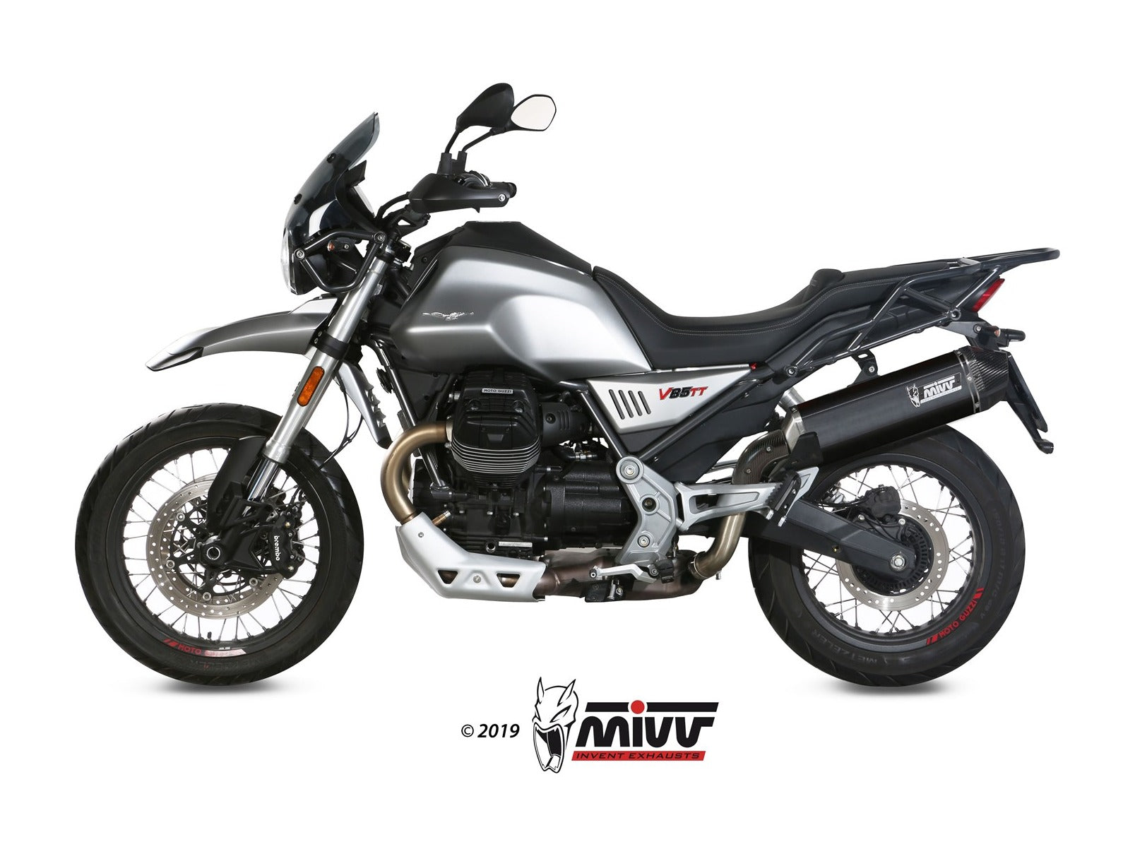 MIVV M.013 MOTO GUZZI V85 TT ( 2019+ ) Slip-on Exhaust "Speed Edge" (black; approved) – Accessories in the 2WheelsHero Motorcycle Aftermarket Accessories and Parts Online Shop