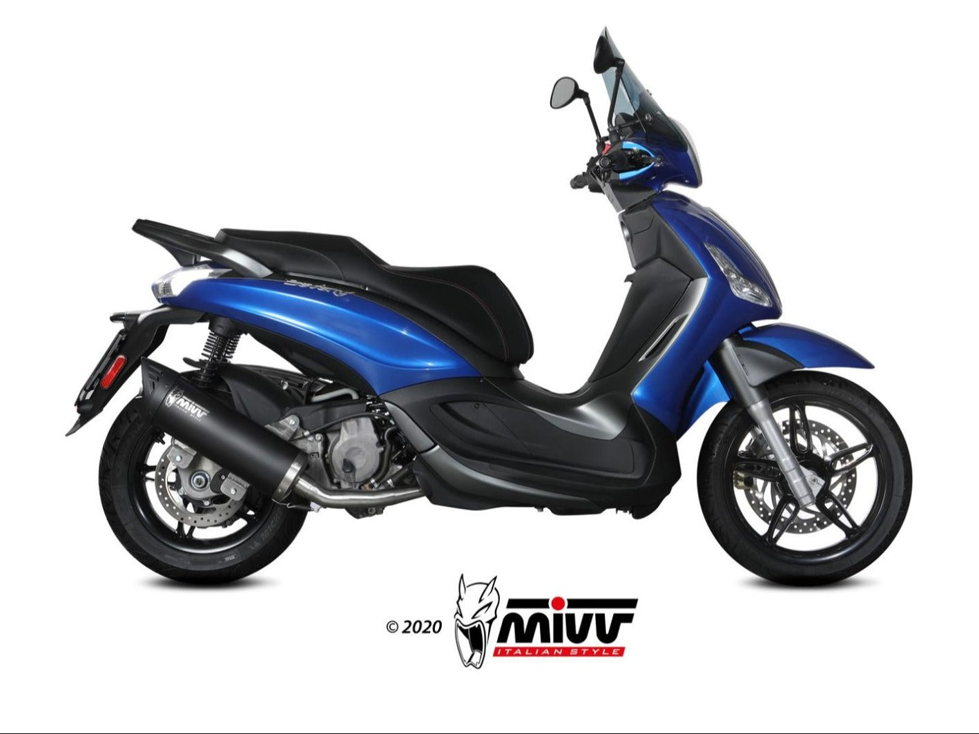 MIVV MV.PG.0003 PIAGGIO BEVERLY 350 ( 2017 / 20 ) Full System Exhaust "Mover" (black; approved) – Accessories in the 2WheelsHero Motorcycle Aftermarket Accessories and Parts Online Shop