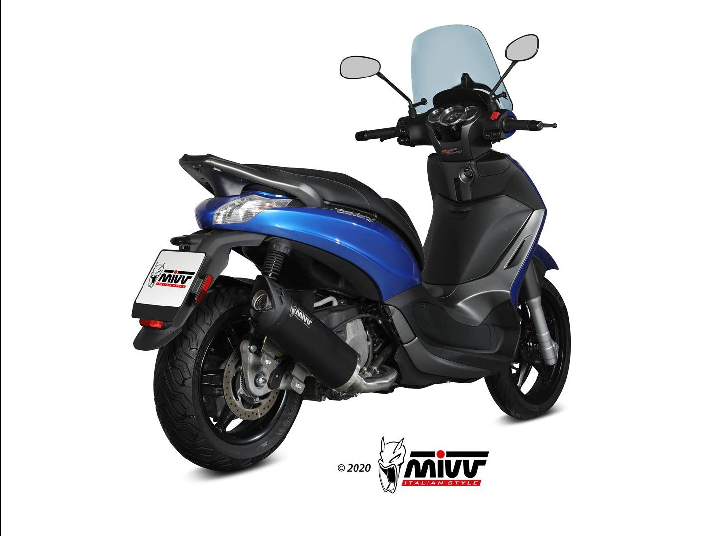 MIVV MV.PG.0003 PIAGGIO BEVERLY 350 ( 2017 / 20 ) Full System Exhaust "Mover" (black; approved) – Accessories in the 2WheelsHero Motorcycle Aftermarket Accessories and Parts Online Shop