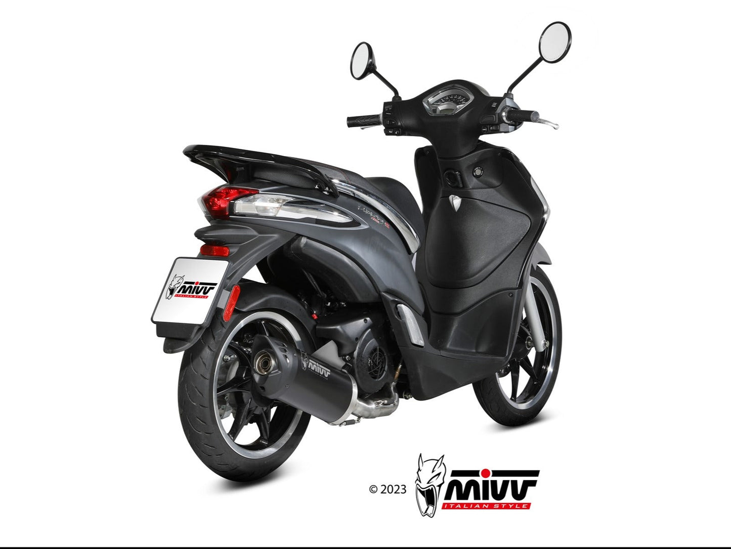 MIVV MV.PG.0009 PIAGGIO LIBERTY 125 ( 2019+ ) Full System Exhaust "Mover" (black; approved) – Accessories in the 2WheelsHero Motorcycle Aftermarket Accessories and Parts Online Shop