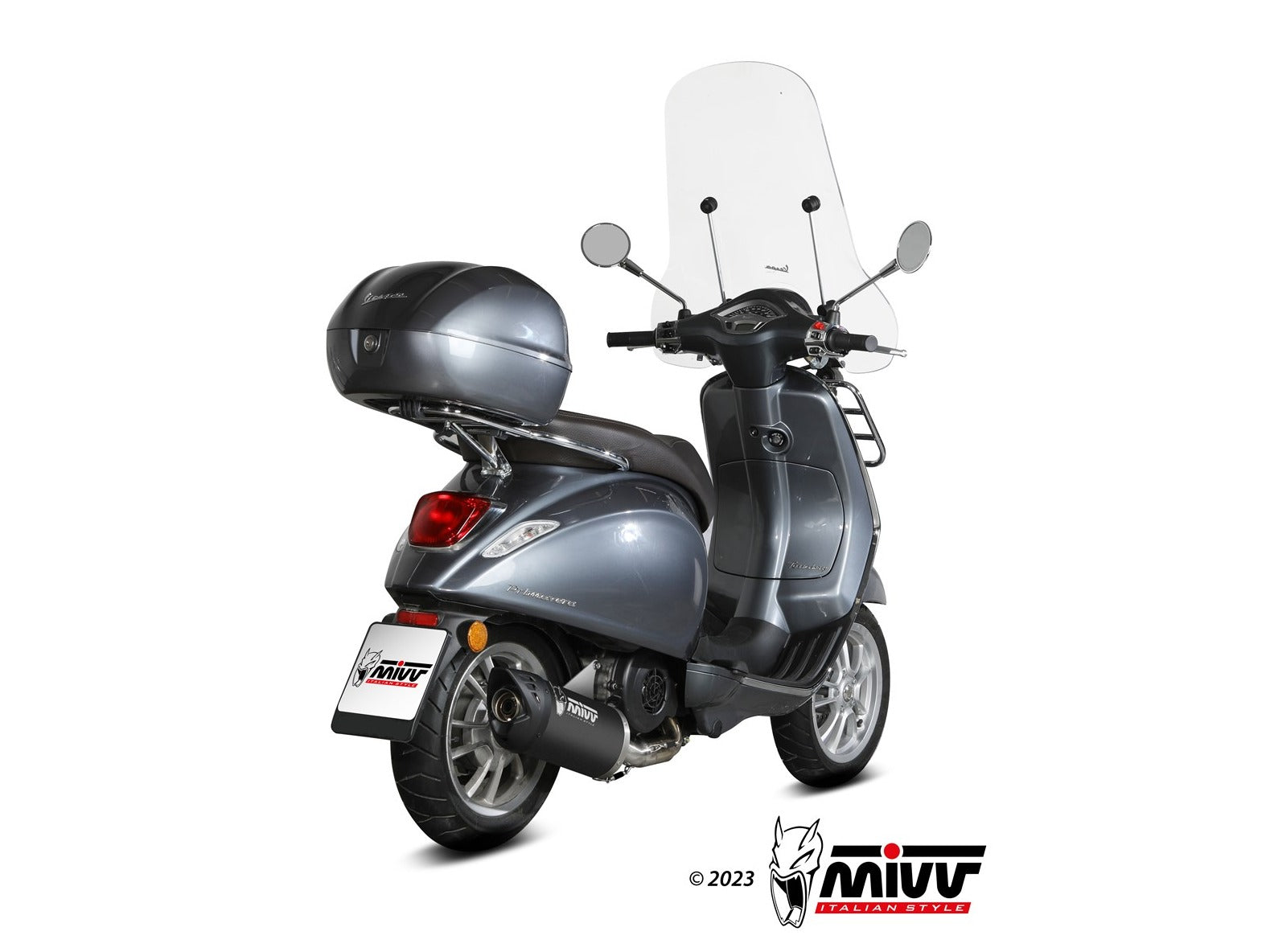 MIVV MV.PG.0007 PIAGGIO VESPA PRIMAVERA 125 / 150 | Sprint 125 / 150 3V ( 2021+ ) Full System Exhaust "Mover" (black; approved) – Accessories in the 2WheelsHero Motorcycle Aftermarket Accessories and Parts Online Shop