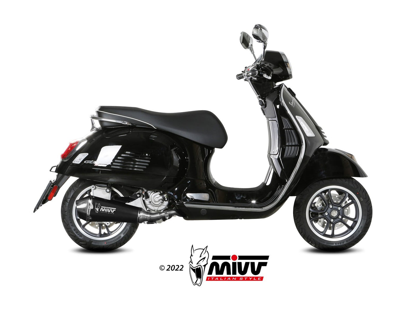 MIVV P.009 PIAGGIO VESPA GTS / GTV 300 ( 2021+ ) Full System Exhaust "Delta Race" (black; approved) – Accessories in the 2WheelsHero Motorcycle Aftermarket Accessories and Parts Online Shop