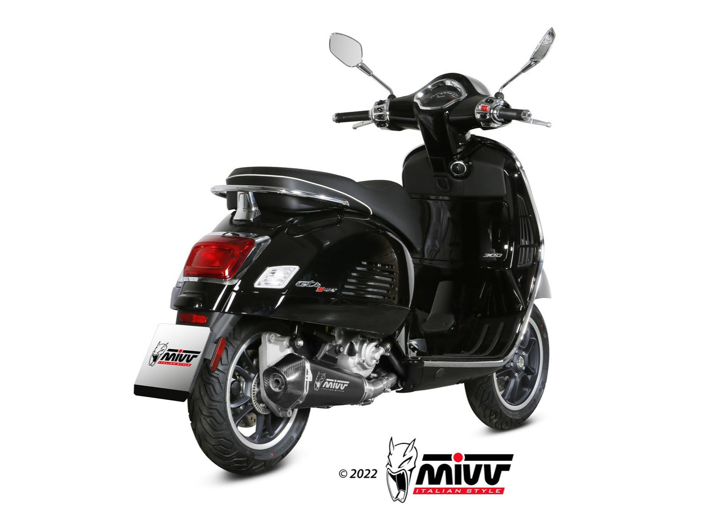 MIVV P.009 PIAGGIO VESPA GTS / GTV 300 ( 2021+ ) Full System Exhaust "Delta Race" (black; approved) – Accessories in the 2WheelsHero Motorcycle Aftermarket Accessories and Parts Online Shop