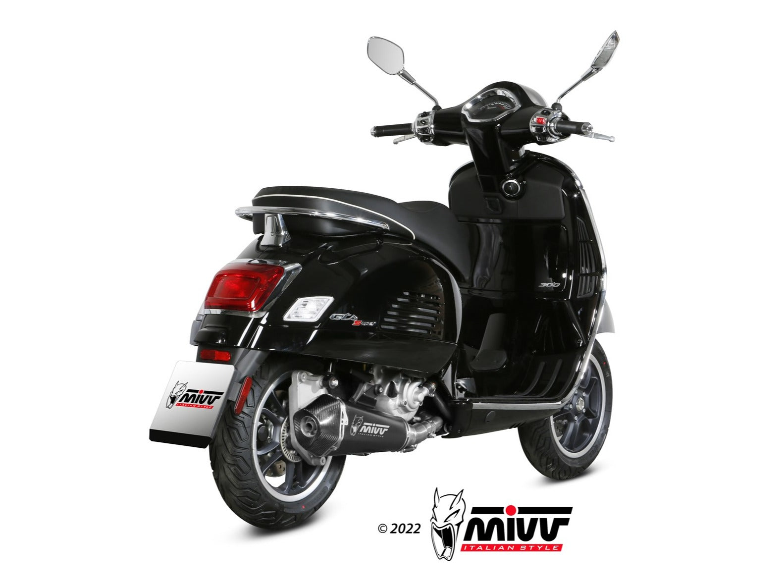 MIVV P.009 PIAGGIO VESPA GTS / GTV 300 ( 2021+ ) Full System Exhaust "Delta Race" (black; approved) – Accessories in the 2WheelsHero Motorcycle Aftermarket Accessories and Parts Online Shop