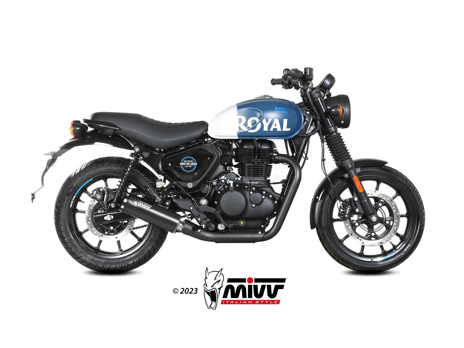 MIVV RE.005 ROYAL ENFIELD HNTR 350 ( 2022+ ) Slip-on Exhaust "HR-1" (black + aluminium back; approved) – Accessories in the 2WheelsHero Motorcycle Aftermarket Accessories and Parts Online Shop