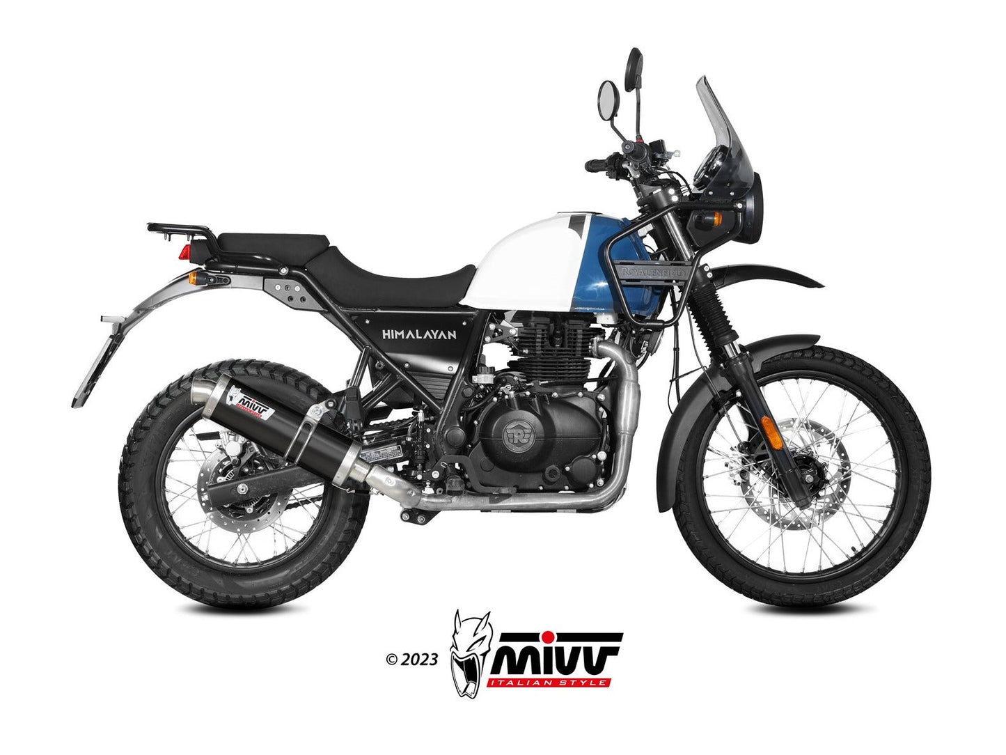 MIVV RE.001 ROYAL ENFIELD HIMALAYAN / SCRAM 411 ( 2021 + ) Slip-on Exhaust "Oval" (black; approved) – Accessories in the 2WheelsHero Motorcycle Aftermarket Accessories and Parts Online Shop