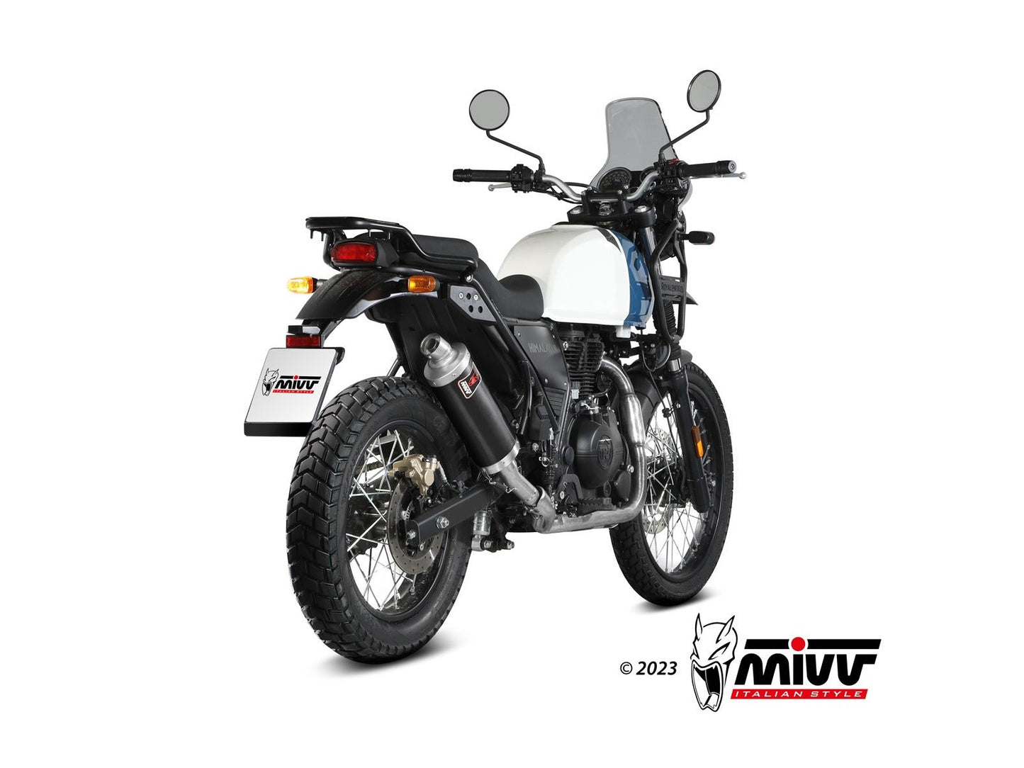 MIVV RE.003 ROYAL ENFIELD HIMALAYAN ( 2021 / 23 ) Slip-on High Exhaust "Dakar" (black; approved) – Accessories in the 2WheelsHero Motorcycle Aftermarket Accessories and Parts Online Shop