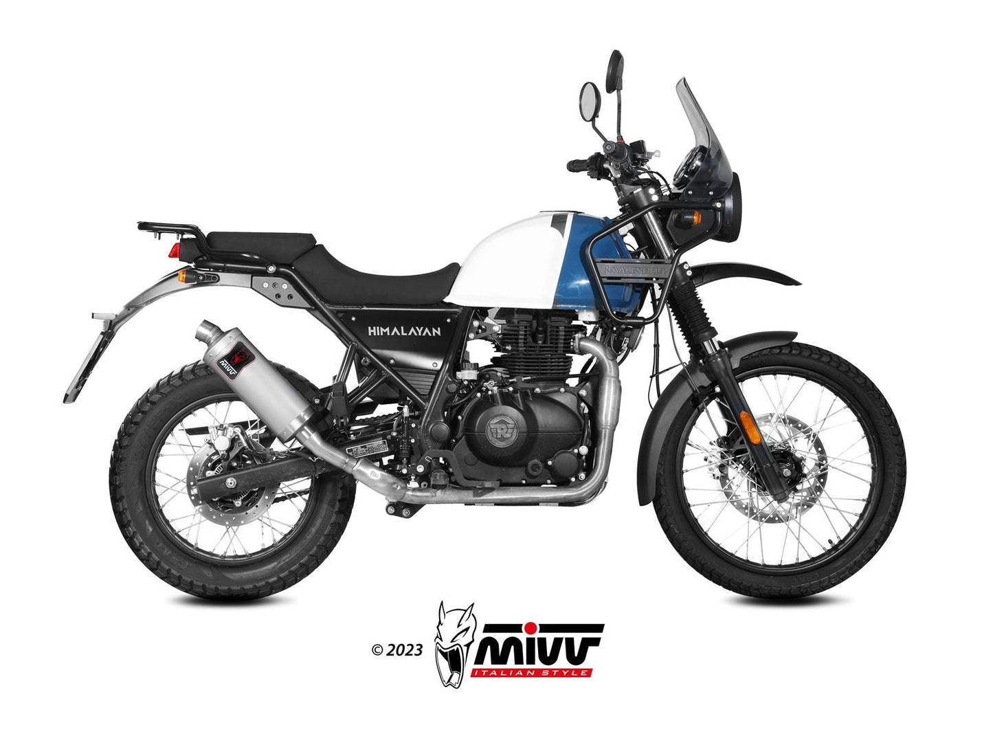 MIVV RE.003 ROYAL ENFIELD HIMALAYAN ( 2021 / 23 ) Slip-on High Exhaust "Dakar" (stainless steel; approved) – Accessories in the 2WheelsHero Motorcycle Aftermarket Accessories and Parts Online Shop