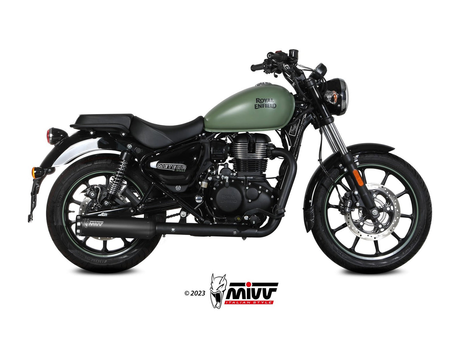 MIVV RE.004 ROYAL ENFIELD METEOR 350 ( 2021+ ) Slip-on Exhaust "HR-1" (black + aluminium back; approved) – Accessories in the 2WheelsHero Motorcycle Aftermarket Accessories and Parts Online Shop