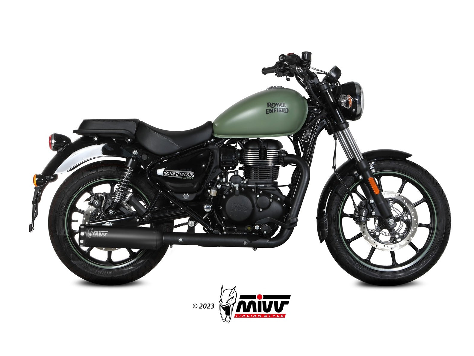 MIVV RE.004 ROYAL ENFIELD METEOR 350 ( 2021+ ) Slip-on Exhaust "HR-1" (black + aluminium back; approved) – Accessories in the 2WheelsHero Motorcycle Aftermarket Accessories and Parts Online Shop
