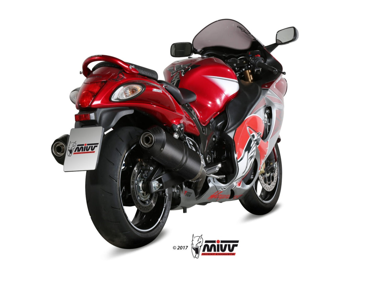MIVV S.052 SUZUKI GSX-R 1300 Hayabusa ( 2008 / 17 ) Dual Slip-on Exhaust "Oval" (carbon + cap; approved) – Accessories in the 2WheelsHero Motorcycle Aftermarket Accessories and Parts Online Shop