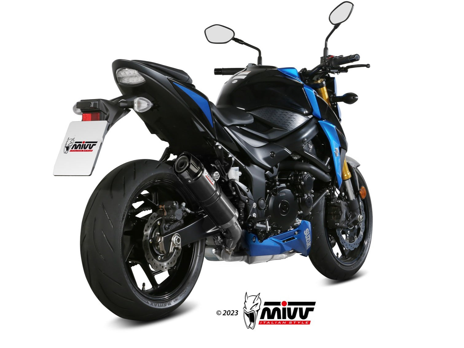 MIVV S.048 SUZUKI GSX-S 750 ( 2017 / 20 ) Slip-on Exhaust "GP" (black + carbon cap; approved) – Accessories in the 2WheelsHero Motorcycle Aftermarket Accessories and Parts Online Shop