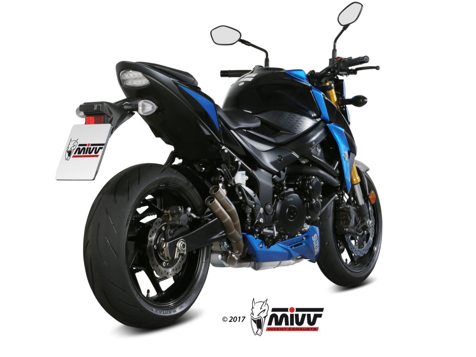 MIVV S.048 SUZUKI GSX-S 750 ( 2017 / 20 ) Slip-on Exhaust "Double Gun" (stainless steel; not approved) – Accessories in the 2WheelsHero Motorcycle Aftermarket Accessories and Parts Online Shop