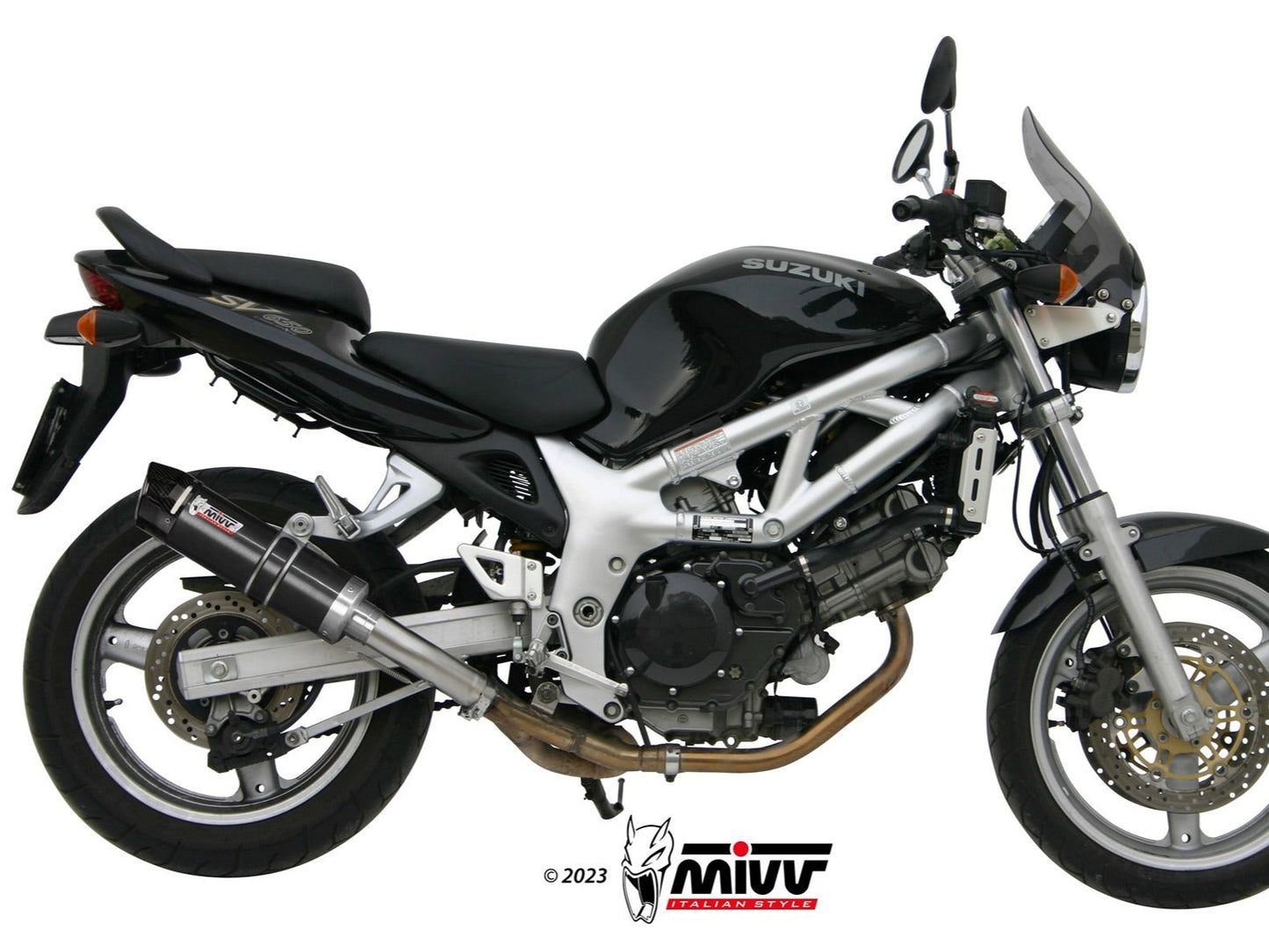 MIVV S.004 SUZUKI SV 650 ( 1999 / 2002 ) Slip-on Exhaust "GP" (black + carbon cap; approved) – Accessories in the 2WheelsHero Motorcycle Aftermarket Accessories and Parts Online Shop