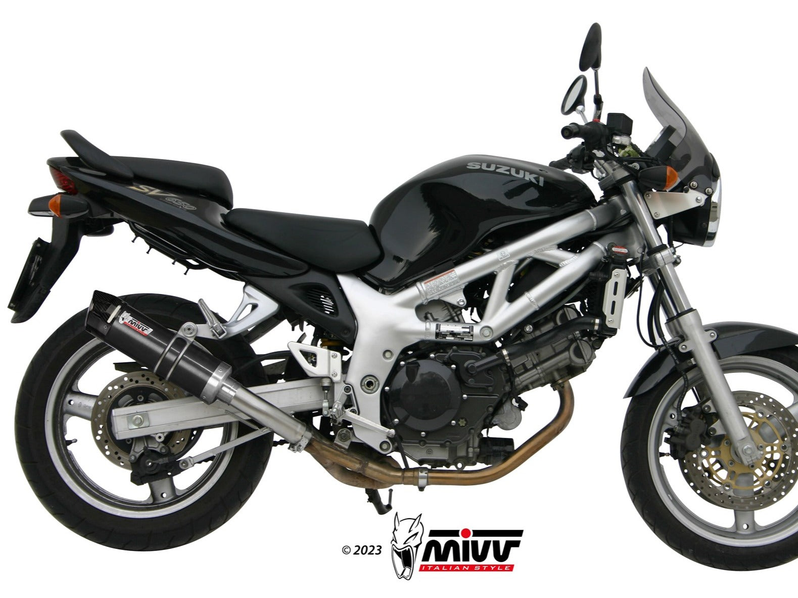 MIVV S.004 SUZUKI SV 650 ( 1999 / 2002 ) Slip-on Exhaust "GP" (black + carbon cap; approved) – Accessories in the 2WheelsHero Motorcycle Aftermarket Accessories and Parts Online Shop