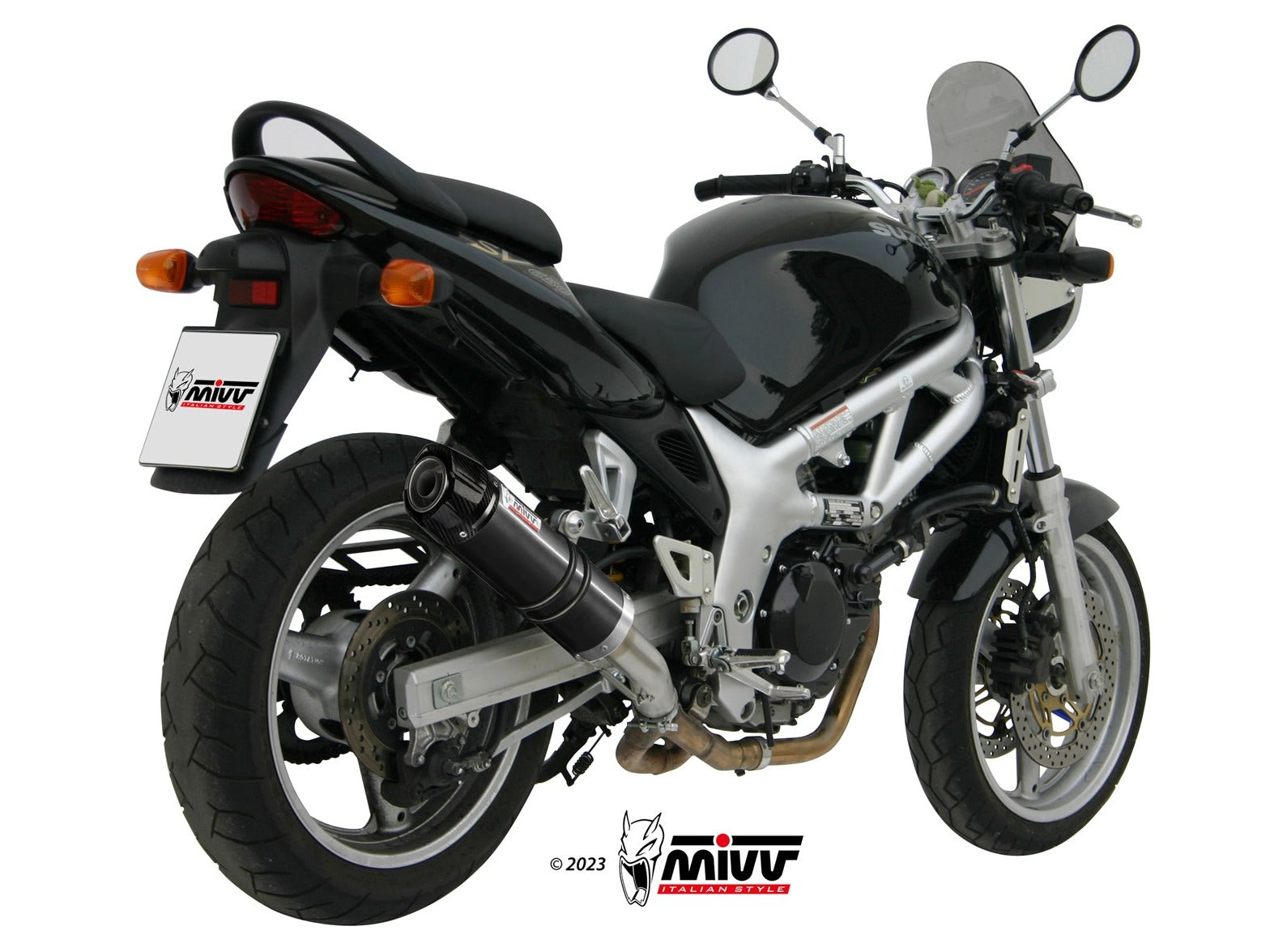 MIVV S.004 SUZUKI SV 650 ( 1999 / 2002 ) Slip-on Exhaust "GP" (black + carbon cap; approved) – Accessories in the 2WheelsHero Motorcycle Aftermarket Accessories and Parts Online Shop