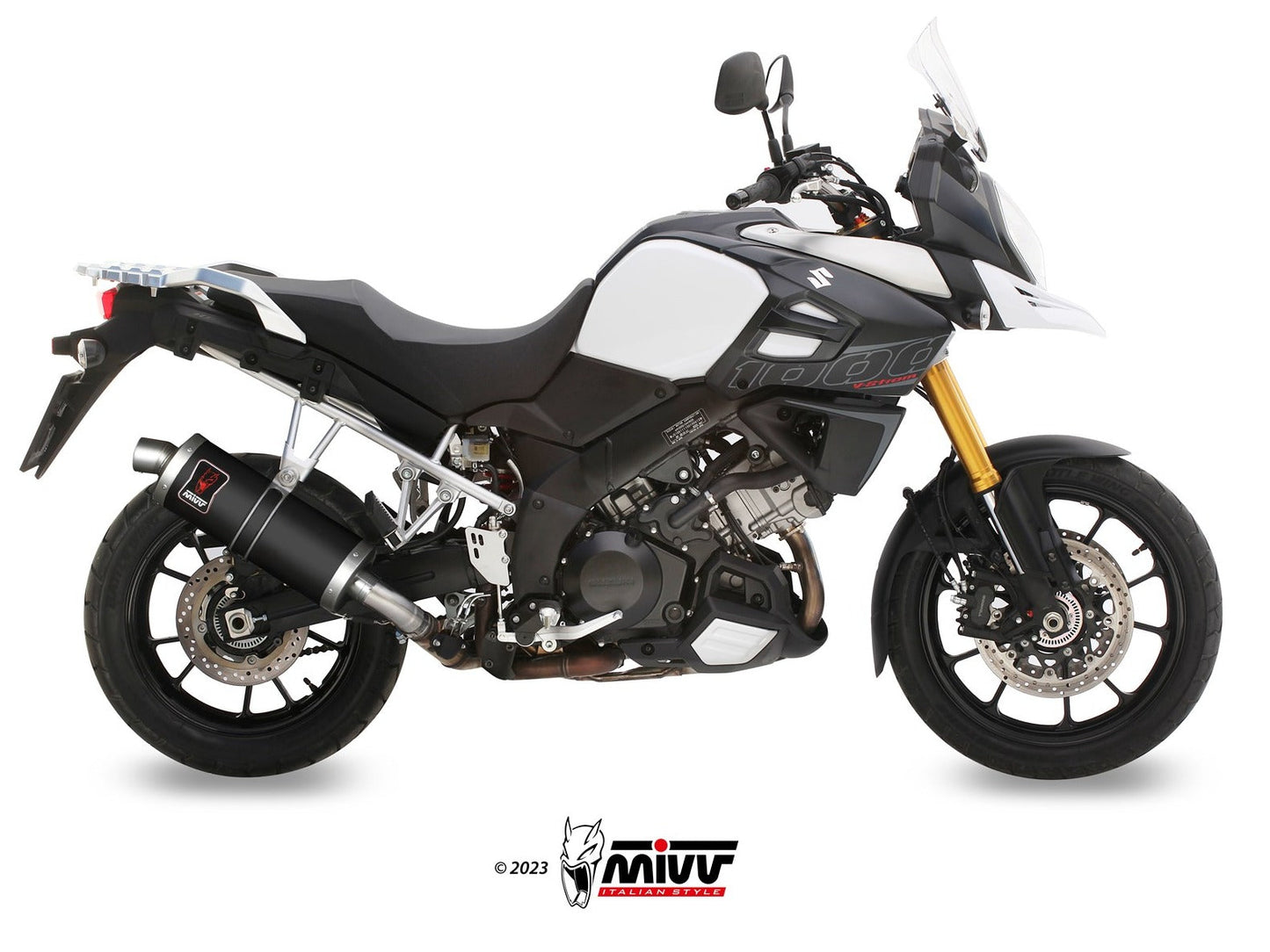 MIVV S.042 SUZUKI V-Strom 1000 ( 2014 / 20 ) Slip-on Exhaust "Dakar" (black; approved) – Accessories in the 2WheelsHero Motorcycle Aftermarket Accessories and Parts Online Shop