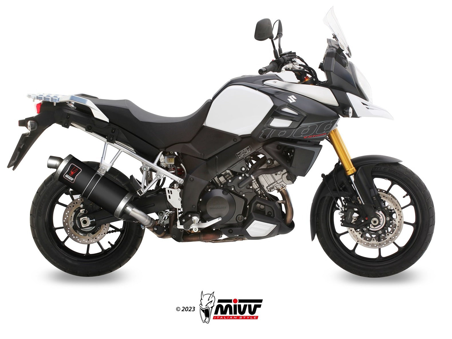MIVV S.042 SUZUKI V-Strom 1000 ( 2014 / 20 ) Slip-on Exhaust "Dakar" (black; approved) – Accessories in the 2WheelsHero Motorcycle Aftermarket Accessories and Parts Online Shop