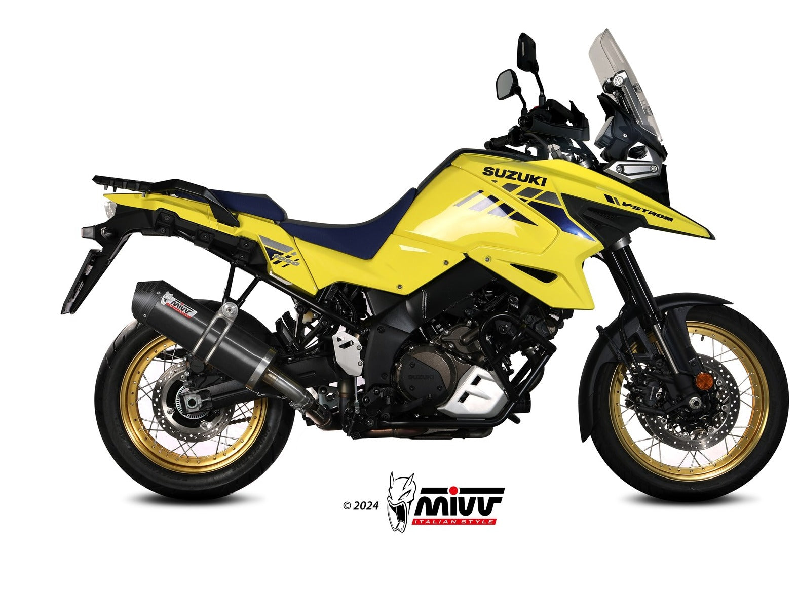 MIVV S.042 SUZUKI V-Strom 1050 ( 2020+ ) Slip-on Exhaust "Oval" (black + carbon cap; approved) – Accessories in the 2WheelsHero Motorcycle Aftermarket Accessories and Parts Online Shop