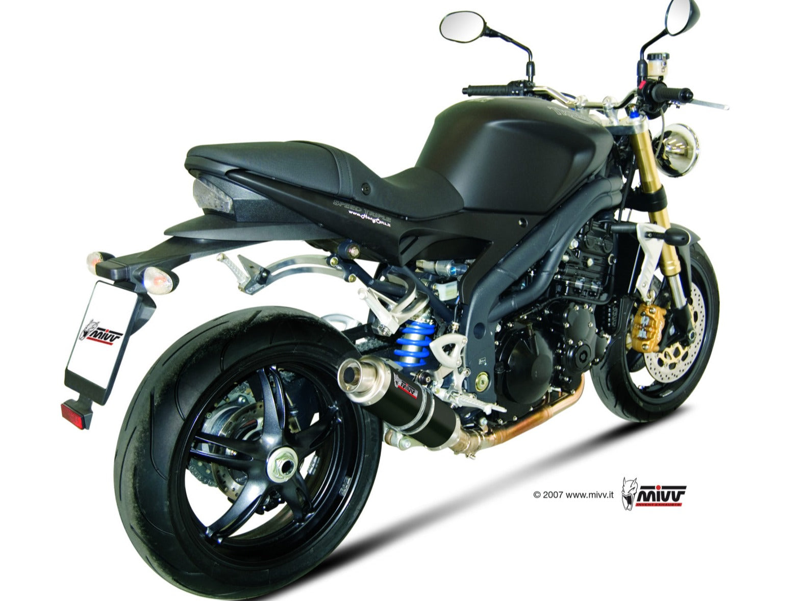 MIVV T.008 TRIUMPH SPEED TRIPLE 1050 R / S / RS ( 2007 / 10 ) Slip On Low Exhaust "GP" (black; approved) – Accessories in the 2WheelsHero Motorcycle Aftermarket Accessories and Parts Online Shop