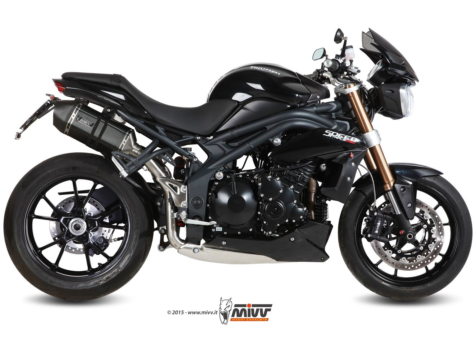 MIVV AT.012 TRIUMPH SPEED TRIPLE 1050 R / S / RS ( 2011 / 15 ) Dual Slip On High Exhaust "Speed Edge" (black; approved) – Accessories in the 2WheelsHero Motorcycle Aftermarket Accessories and Parts Online Shop