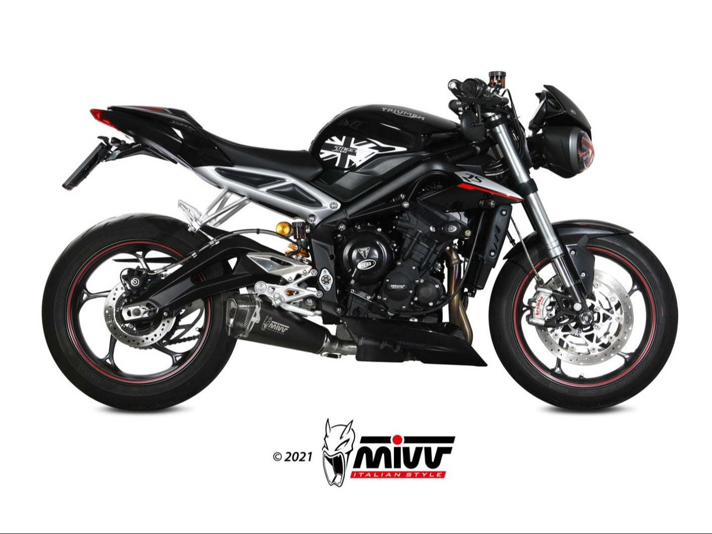 MIVV T.019 TRIUMPH STREET TRIPLE 660 S / 765 R / RS ( 2017 / 22 ) Slip On Exhaust "Delta Race" (black; approved) – Accessories in the 2WheelsHero Motorcycle Aftermarket Accessories and Parts Online Shop