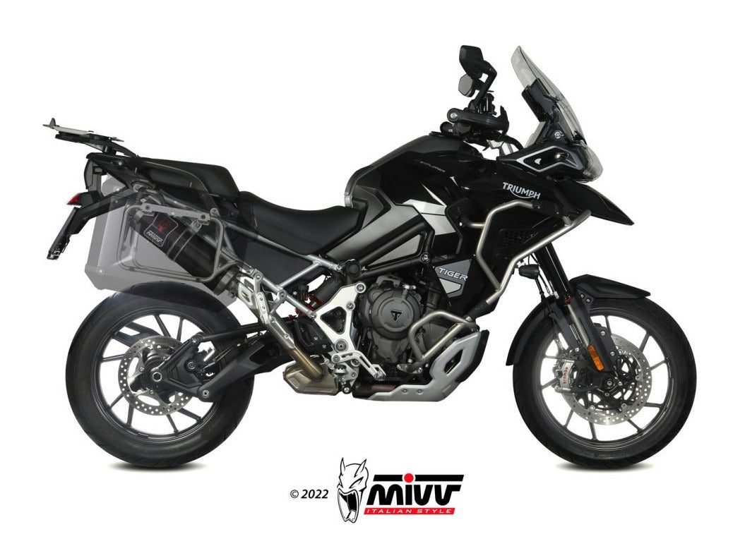 MIVV T.023 TRIUMPH TIGER 1200 ( 2021+ ) Slip-on Exhaust "Dakar" (black; approved) – Accessories in the 2WheelsHero Motorcycle Aftermarket Accessories and Parts Online Shop