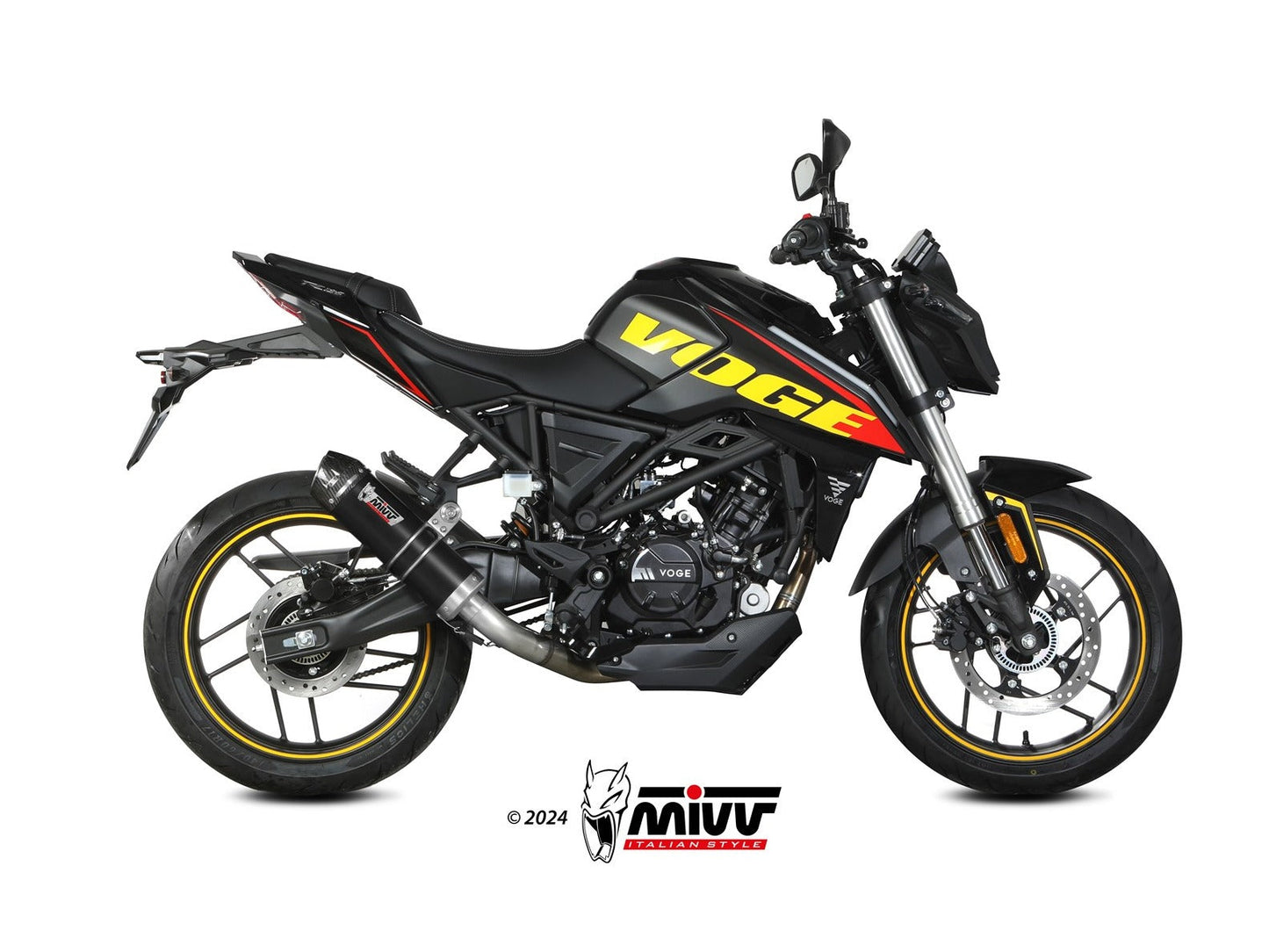 MIVV VO.002 VOGE BRIVIDO 125 R ( 2023+ ) Full System High Exhaust "GP" (black + carbon cap; approved) – Accessories in the 2WheelsHero Motorcycle Aftermarket Accessories and Parts Online Shop