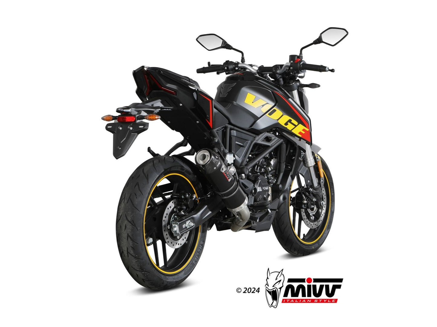 MIVV VO.002 VOGE BRIVIDO 125 R ( 2023+ ) Full System High Exhaust "GP" (black + carbon cap; approved) – Accessories in the 2WheelsHero Motorcycle Aftermarket Accessories and Parts Online Shop